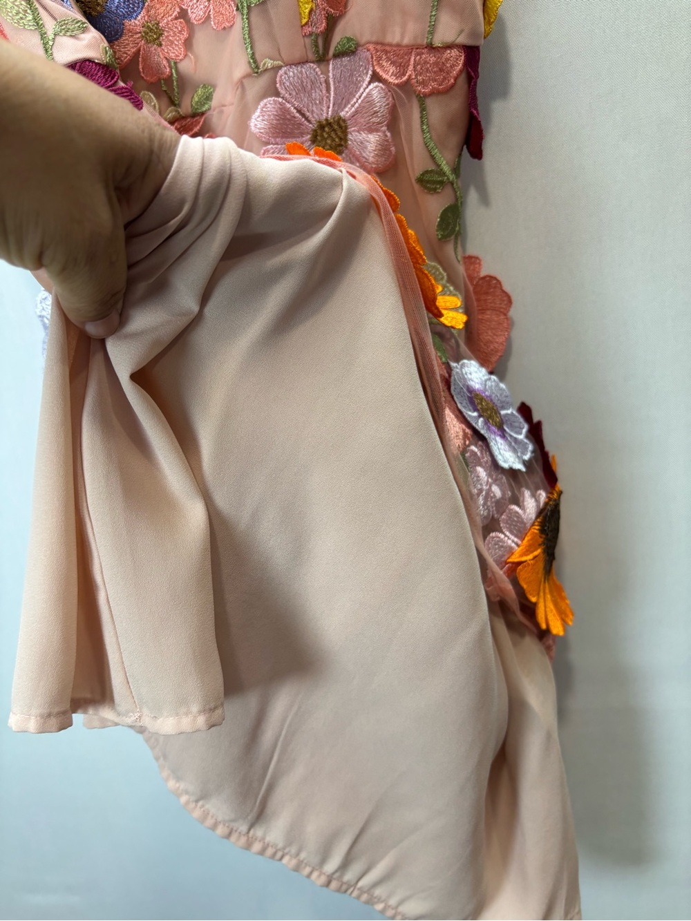 Storia Pink Floral Appliqué Mini Dress - Picture 12 of 15
